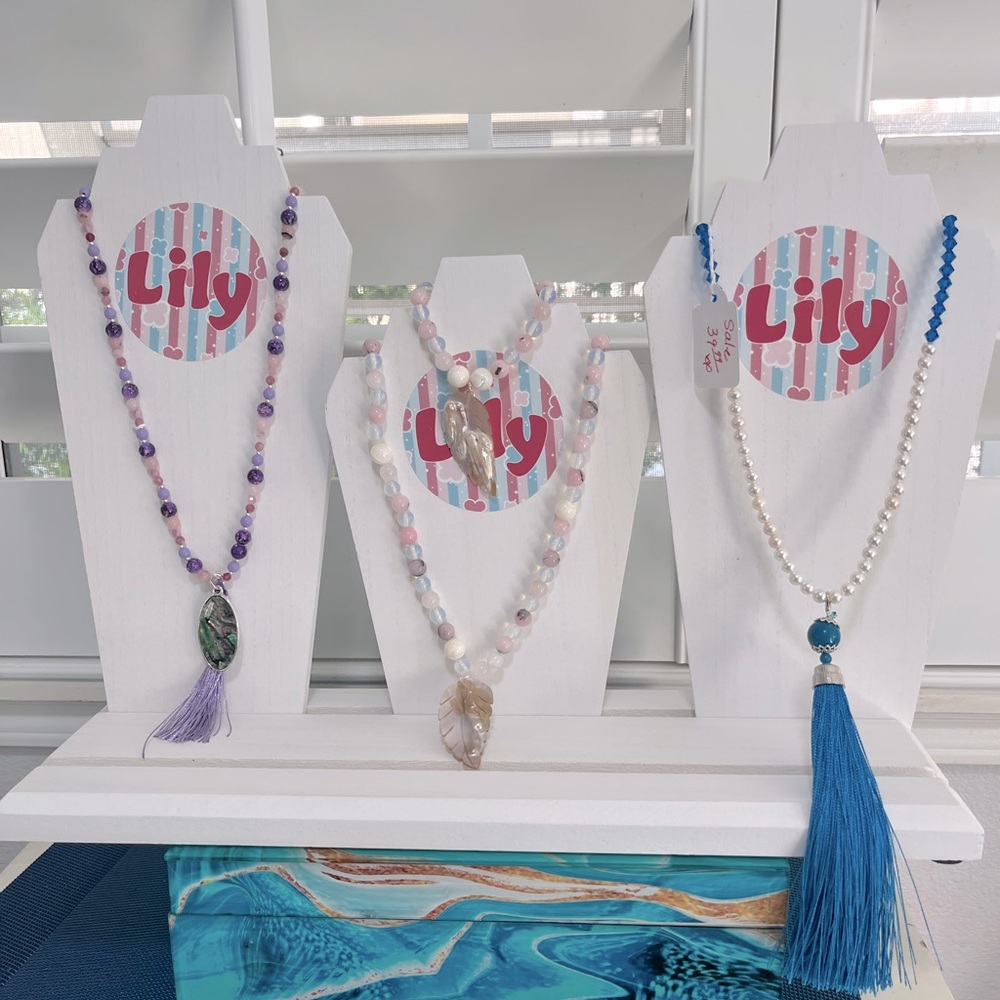 Elegant Beaded Necklaces with Tassels/ Lilly Pulitzer Inspired Habdmade